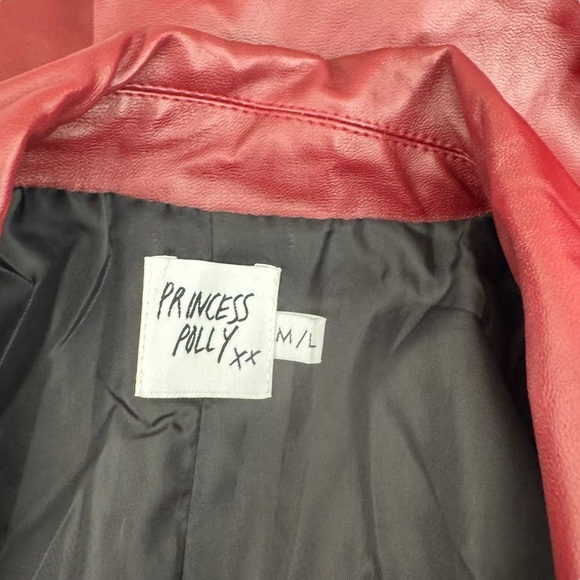 Princess Polly - Jocelyn Faux Leather Boyfriend Blazer Burgundy Sz M/L - Picture 6 of 8